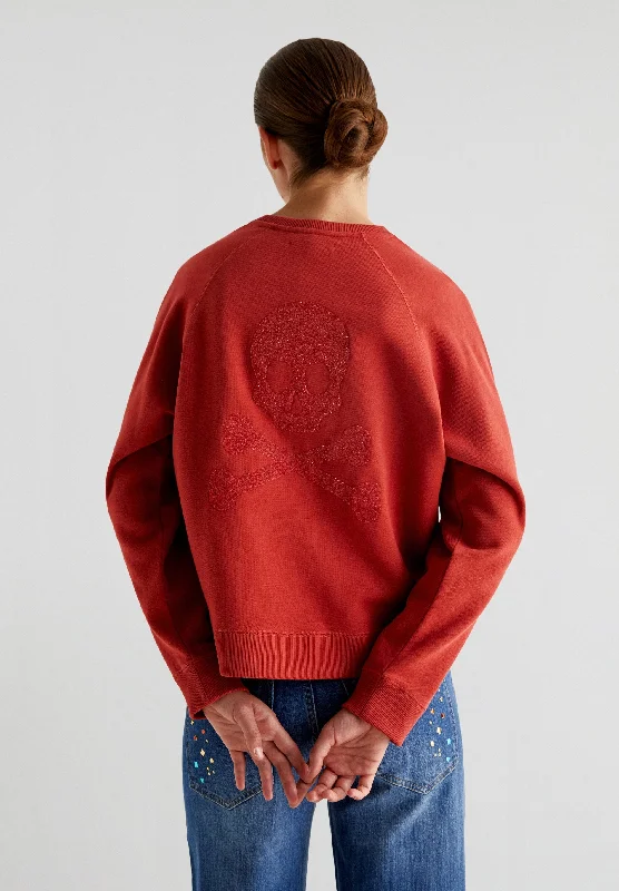 SWEATSHIRT WITH GLITTER SKULL ON THE BACK Hoodie with Elastic Cuffs Stretchable Comfortable SWEATSHIRT WITH GLITTER SKULL ON THE BACK Hoodie with Elastic Cuffs Stretchable Comfortable
