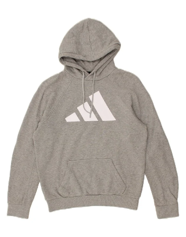 ADIDAS Mens Graphic Hoodie Jumper Small Grey Cotton Hoodie Jacket Zipper Layering