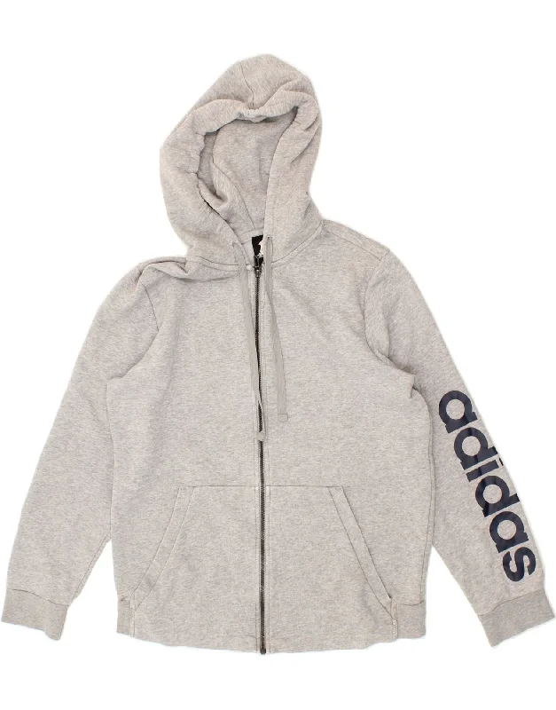 ADIDAS Womens Graphic Zip Hoodie Sweater UK 20/22 XL Grey Cotton Hoodie with Full-Zip Functional Layering ADIDAS Womens Graphic Zip Hoodie Sweater UK 20/22 XL Grey Cotton Hoodie with Full-Zip Functional Layering