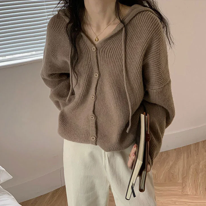 Local Coffee Shop Knit Hoodie Hoodie with Longline Fit Extended Stylish