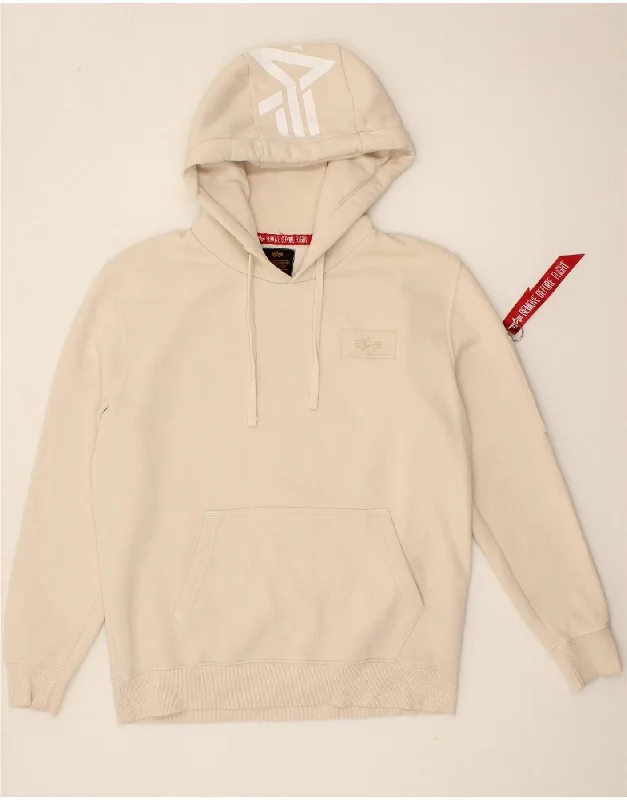 ALPHA INDUSTRIES Mens Graphic Hoodie Jumper Large Beige Cotton Hoodie Sweatshirt Pullover ALPHA INDUSTRIES Mens Graphic Hoodie Jumper Large Beige Cotton Hoodie Sweatshirt Pullover