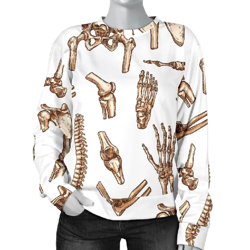 Anatomy Bone Pattern Print Women's Sweatshirt Hoodie with Camouflage Military Edgy