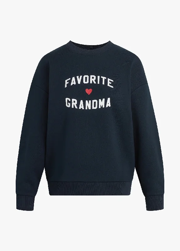 Favorite Daughter Favorite Grandma Heart Logo Sweatshirt, Navy Hoodie with Earth Tones Natural Calm Favorite Daughter Favorite Grandma Heart Logo Sweatshirt, Navy Hoodie with Earth Tones Natural Calm