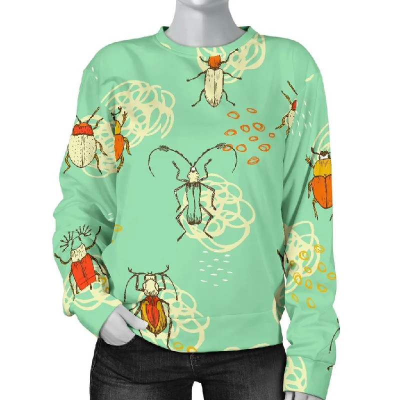 Bug Print Pattern Women's Sweatshirt Hoodie with Strings Custom Fit Adjustable