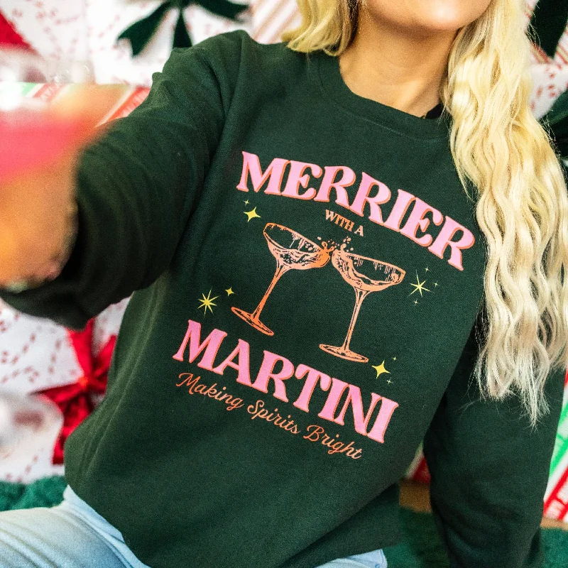 Merrier with a Martini Sweatshirt Hoodie with Earth Tones Natural Calm