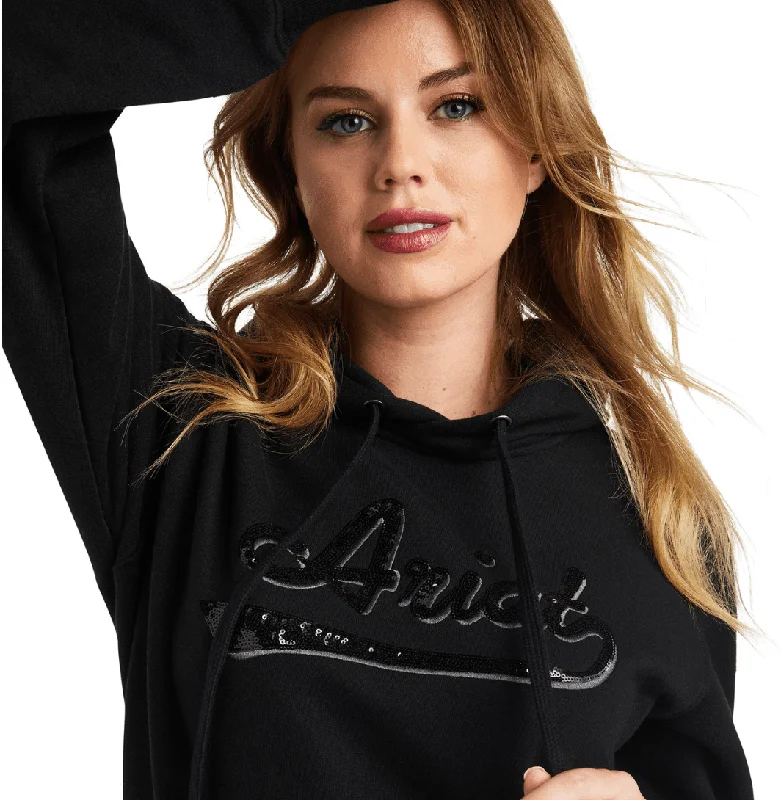 Ariat Women's REAL Sequin Black Hoodie 10042237 Hoodie with Exposed Zipper Edgy Industrial Ariat Women's REAL Sequin Black Hoodie 10042237 Hoodie with Exposed Zipper Edgy Industrial