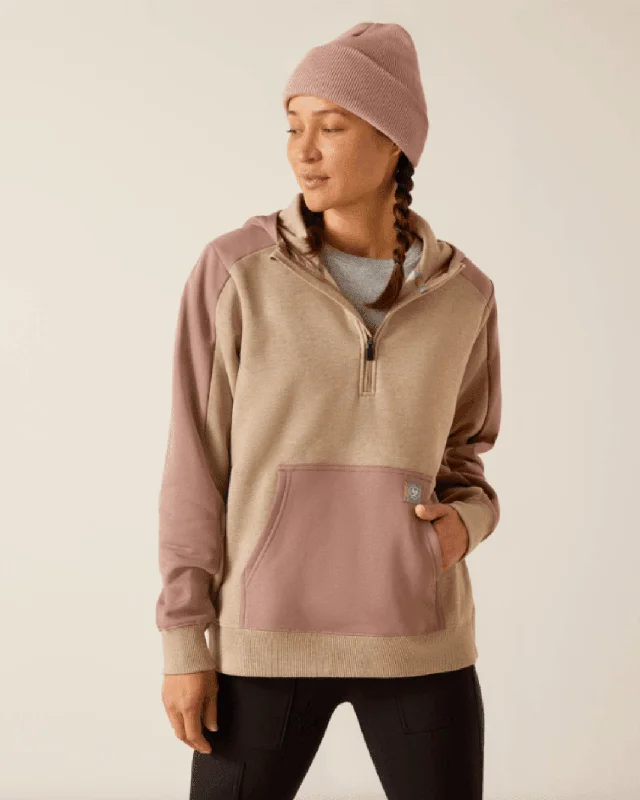 Ariat Women's Rebar Oatmeal Colorblocked 1/2 Zip Hoodie 10048481 Hoodie with Illustration Artistic Creative Ariat Women's Rebar Oatmeal Colorblocked 1/2 Zip Hoodie 10048481 Hoodie with Illustration Artistic Creative