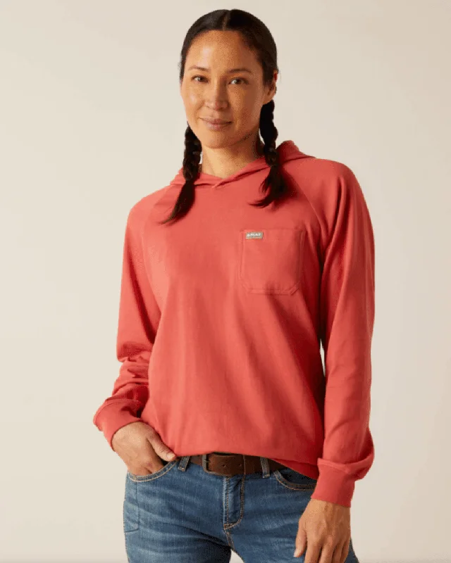 Ariat Women's Rebar Mineral Red Cotton Strong Hooded Long Sleeve Tee 10049008 Hoodie with Pattern Geometric Abstract Ariat Women's Rebar Mineral Red Cotton Strong Hooded Long Sleeve Tee 10049008 Hoodie with Pattern Geometric Abstract