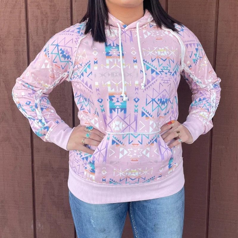 Hooey Women's Pink Aztec Hoodie HH1246PKAZ Hoodie with Pastel Soft Subtle