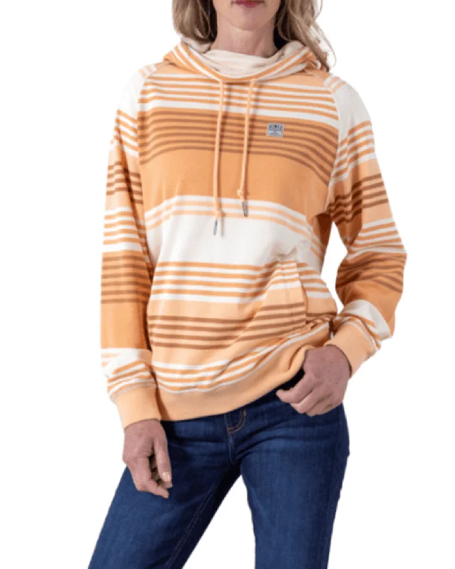 Kimes Ranch Women's Orange Golinda Striped Hoodie Hoodie with Mock Neck Collared Structured Kimes Ranch Women's Orange Golinda Striped Hoodie Hoodie with Mock Neck Collared Structured