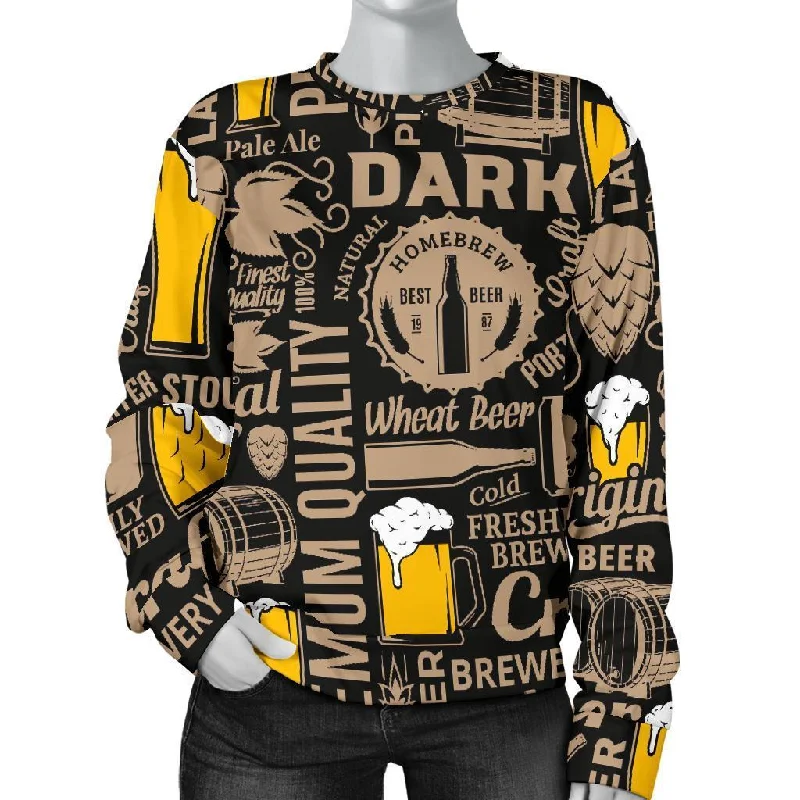 Craft Beer Print Pattern Women's Sweatshirt Hoodie with Raglan Sleeves Sporty Comfortable Craft Beer Print Pattern Women's Sweatshirt Hoodie with Raglan Sleeves Sporty Comfortable