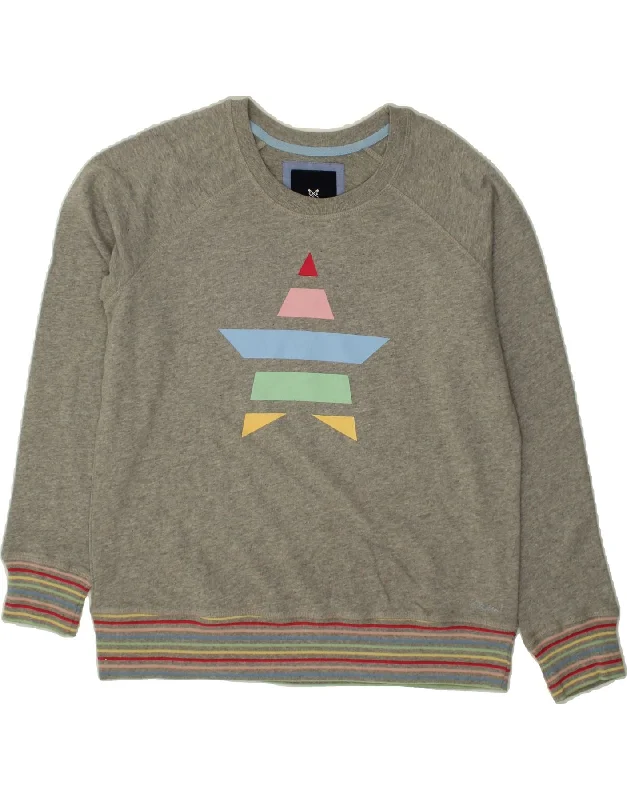 CREW CLOTHING Womens Graphic Sweatshirt Jumper UK 12 Medium Grey Cotton Hoodie with Tie-Dye Psychedelic Retro CREW CLOTHING Womens Graphic Sweatshirt Jumper UK 12 Medium Grey Cotton Hoodie with Tie-Dye Psychedelic Retro