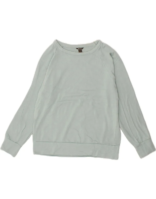EDDIE BAUER Womens Sweatshirt Jumper UK 14 Medium Blue Polyester Hoodie with Raw Hem Edgy Unfinished EDDIE BAUER Womens Sweatshirt Jumper UK 14 Medium Blue Polyester Hoodie with Raw Hem Edgy Unfinished