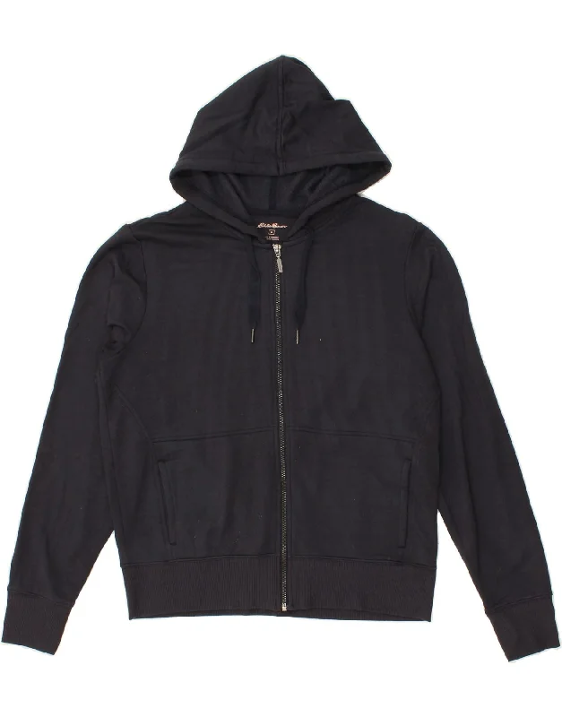 EDDIE BAUER Womens Zip Hoodie Sweater UK 14 Medium Navy Blue Modal Hoodie with Frayed Bohemian Relaxed EDDIE BAUER Womens Zip Hoodie Sweater UK 14 Medium Navy Blue Modal Hoodie with Frayed Bohemian Relaxed