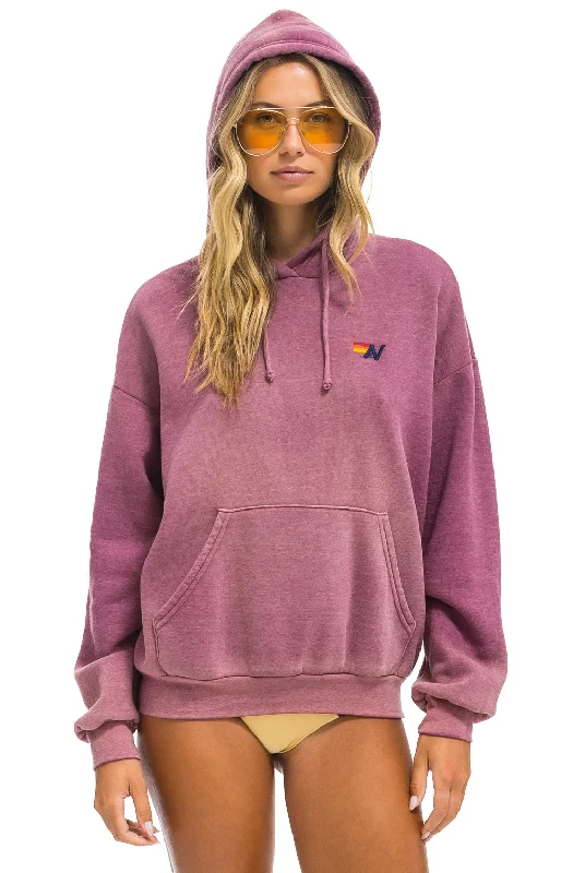 ESSENTIAL RELAXED PULLOVER HOODIE - FADED BERRY Hoodie with Raw Hem Edgy Unfinished
