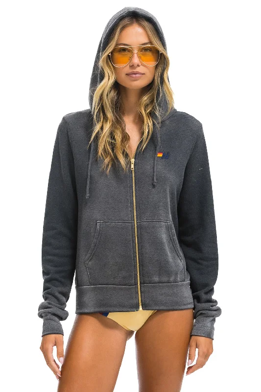 ESSENTIAL ZIP HOODIE - FADED SMOKE Hoodie with Hem Drawcord Adjustable Customizable