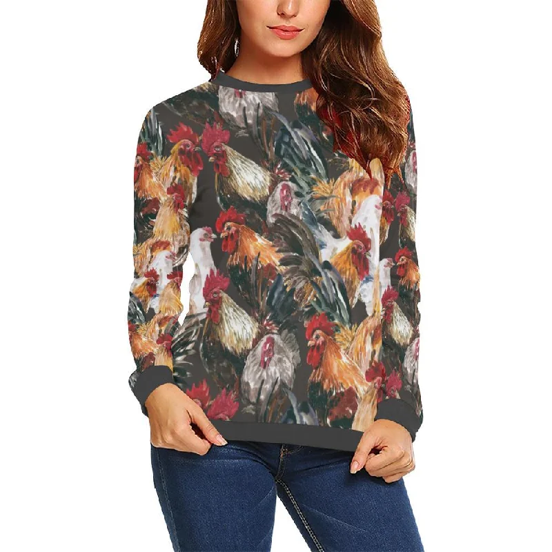 Farm Chicken Hen Pattern Print Women's Sweatshirt Hoodie with Fur Luxurious Winter