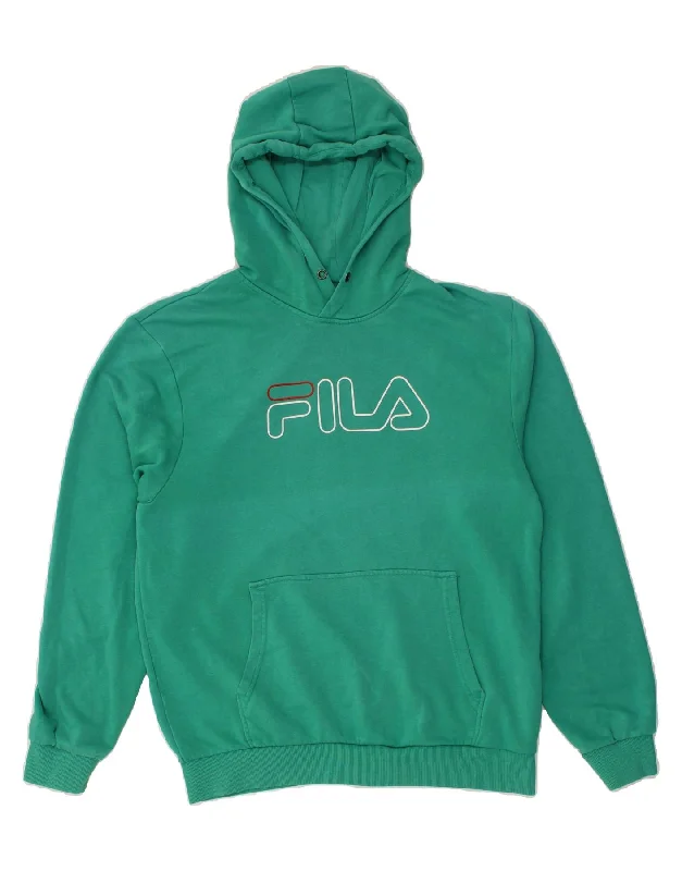 FILA Mens Graphic Hoodie Jumper Medium Green Cotton Hoodie with Oversized Fit Loose Comfortable FILA Mens Graphic Hoodie Jumper Medium Green Cotton Hoodie with Oversized Fit Loose Comfortable