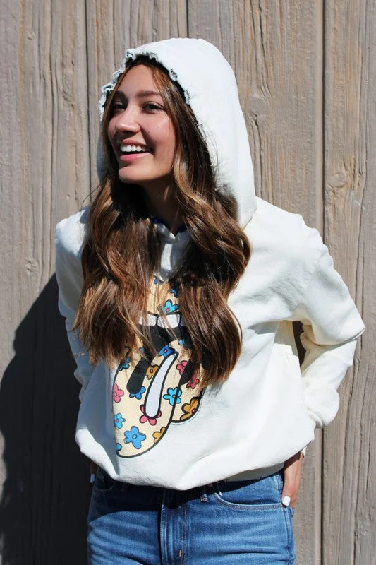 Flower Power Stones Hoodie Hoodie with Drawstring Waist Adjustable Fitted