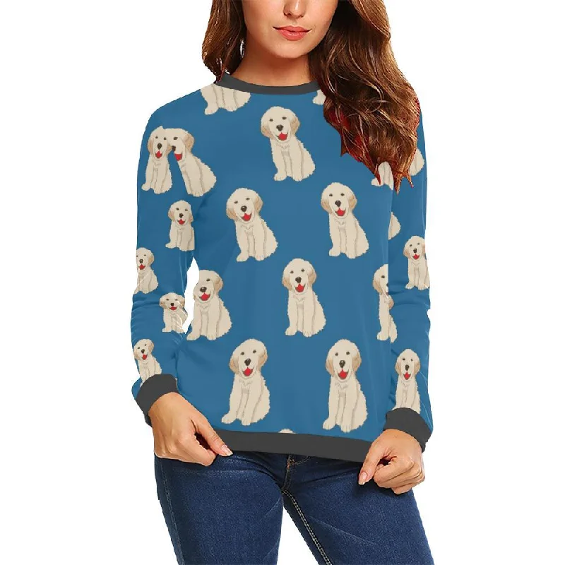 Golden Retriever Print Pattern Women's Sweatshirt Hoodie with Raglan Sleeves Sporty Comfortable
