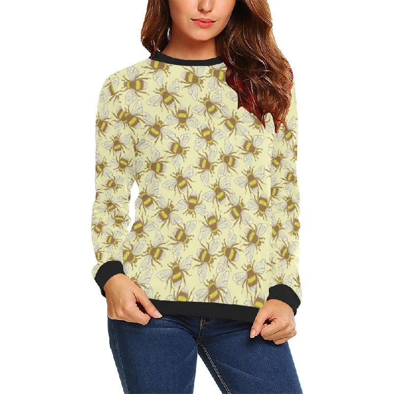 Honey Bee Gifts Pattern Print Women Crewneck Sweatshirt Hoodie with Snap Buttons Easy Quick Honey Bee Gifts Pattern Print Women Crewneck Sweatshirt Hoodie with Snap Buttons Easy Quick