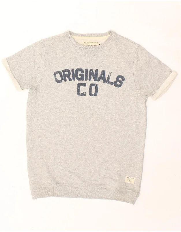 JACK & JONES Mens Short Sleeve Graphic Sweatshirt Jumper Small Grey Cotton Zip Hoodie Drawstring Kangaroo Pocket JACK & JONES Mens Short Sleeve Graphic Sweatshirt Jumper Small Grey Cotton Zip Hoodie Drawstring Kangaroo Pocket