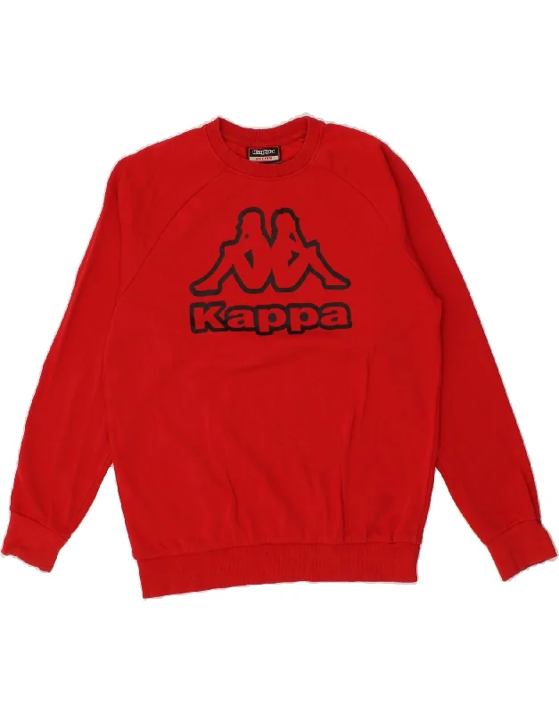 KAPPA Mens Graphic Sweatshirt Jumper Medium Red Cotton Hoodie with High-Low Hem Asymmetrical Trendy KAPPA Mens Graphic Sweatshirt Jumper Medium Red Cotton Hoodie with High-Low Hem Asymmetrical Trendy