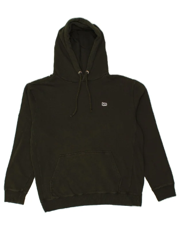 LEE Mens Regular Fit Hoodie Jumper Medium Green Cotton Hoodie with Hem Contrast Bold Stylish LEE Mens Regular Fit Hoodie Jumper Medium Green Cotton Hoodie with Hem Contrast Bold Stylish