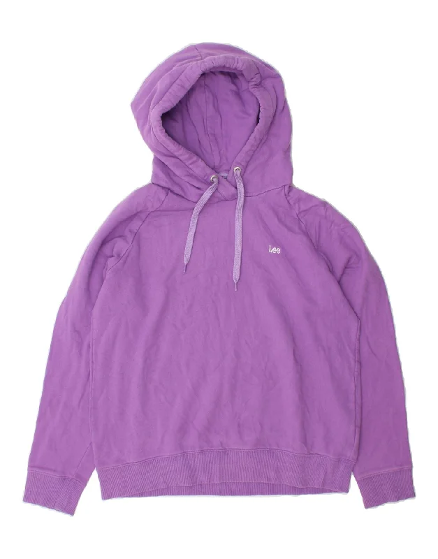 LEE Womens Hoodie Jumper UK 14 Medium Purple Cotton Hoodie with Lining Warm Insulated LEE Womens Hoodie Jumper UK 14 Medium Purple Cotton Hoodie with Lining Warm Insulated