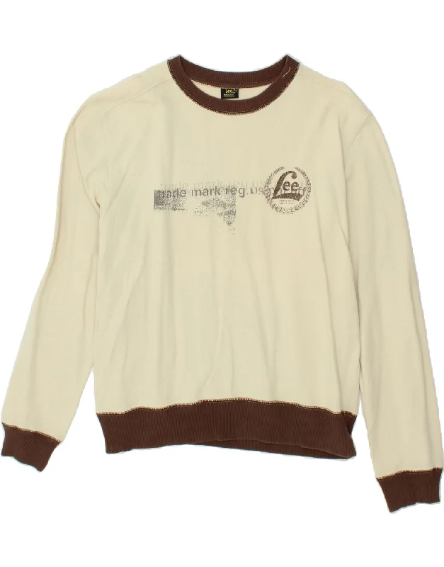 LEE Womens Oversized Graphic Sweatshirt Jumper UK 18 XL Off White Cotton Hoodie with Metallic Shiny Futuristic LEE Womens Oversized Graphic Sweatshirt Jumper UK 18 XL Off White Cotton Hoodie with Metallic Shiny Futuristic
