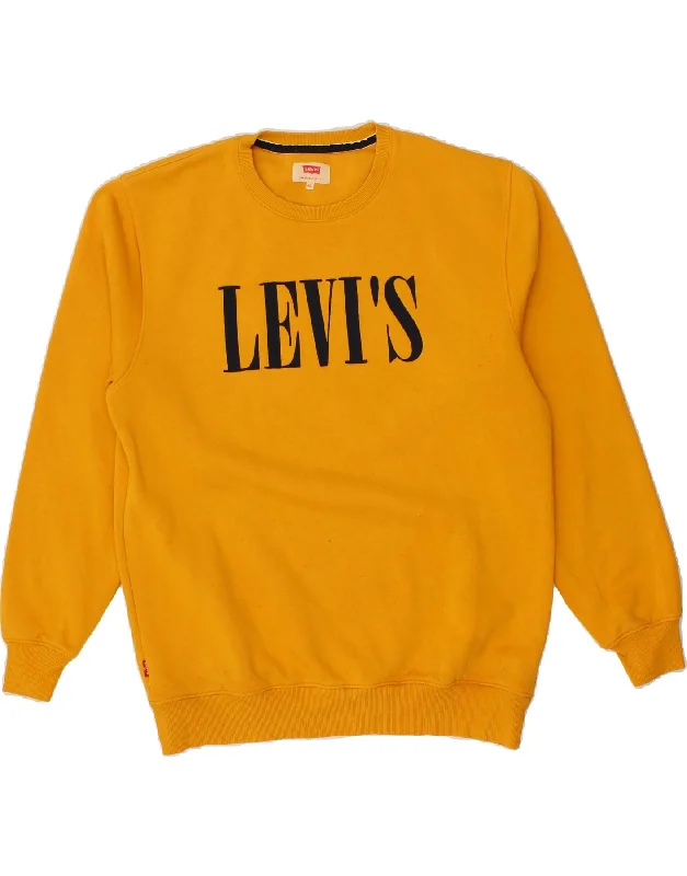 LEVI'S Mens Graphic Sweatshirt Jumper 4XL Yellow Cotton Hoodie with Magnetic Closure Innovative Modern LEVI'S Mens Graphic Sweatshirt Jumper 4XL Yellow Cotton Hoodie with Magnetic Closure Innovative Modern