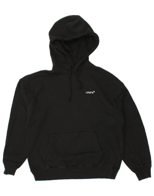 LEVI'S Mens Hoodie Jumper Medium Black Cotton Hoodie with Hem Detail Decorative Unique LEVI'S Mens Hoodie Jumper Medium Black Cotton Hoodie with Hem Detail Decorative Unique