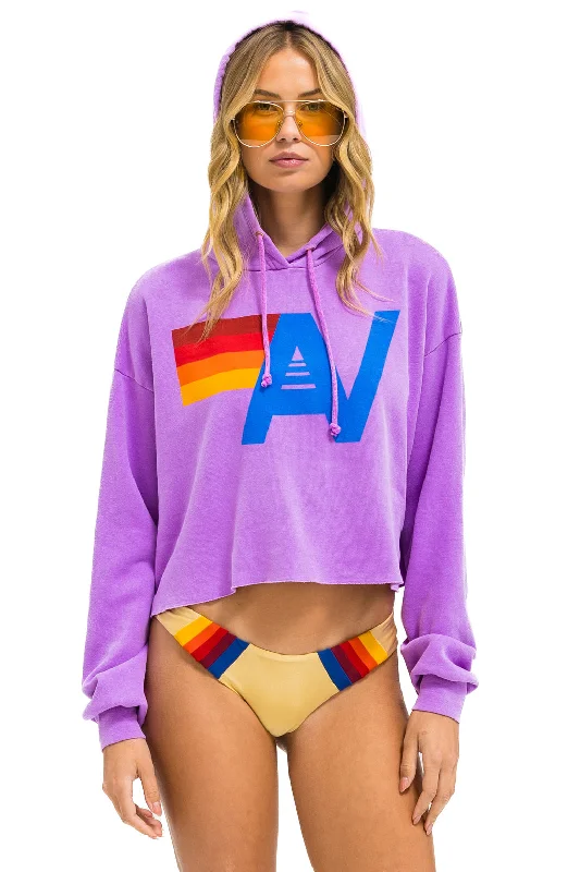 LOGO CROPPED PULLOVER RELAXED HOODIE - NEON PURPLE Hoodie with Drawcord Adjustable Secure LOGO CROPPED PULLOVER RELAXED HOODIE - NEON PURPLE Hoodie with Drawcord Adjustable Secure