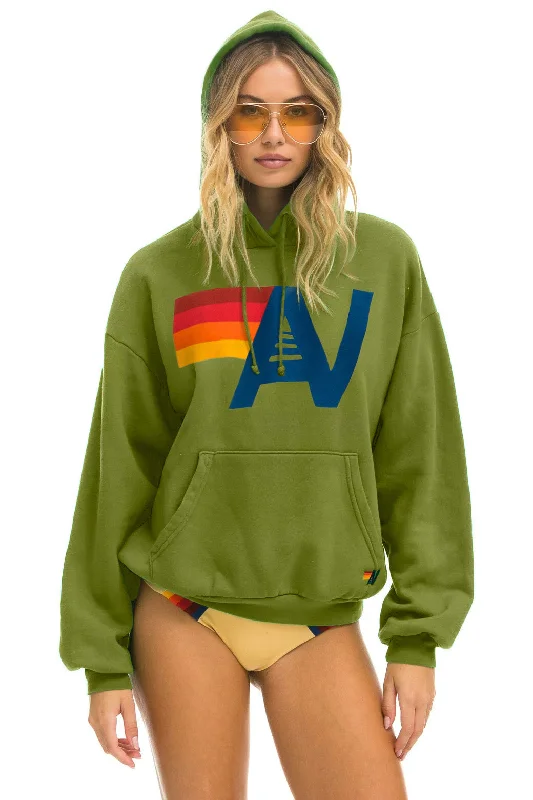 LOGO PULLOVER RELAXED HOODIE - JUNGLE GREEN Hoodie with Exposed Zipper Edgy Industrial LOGO PULLOVER RELAXED HOODIE - JUNGLE GREEN Hoodie with Exposed Zipper Edgy Industrial