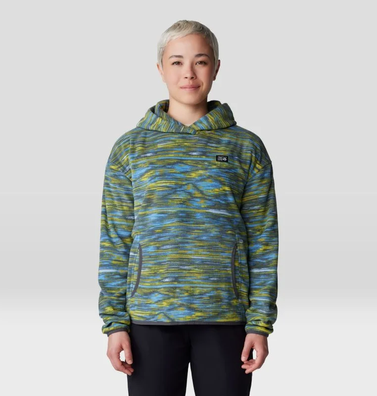 Women's Microchill Hoody - Nitric Blue Stria Print Hoodie with Magnetic Closure Innovative Modern Women's Microchill Hoody - Nitric Blue Stria Print Hoodie with Magnetic Closure Innovative Modern
