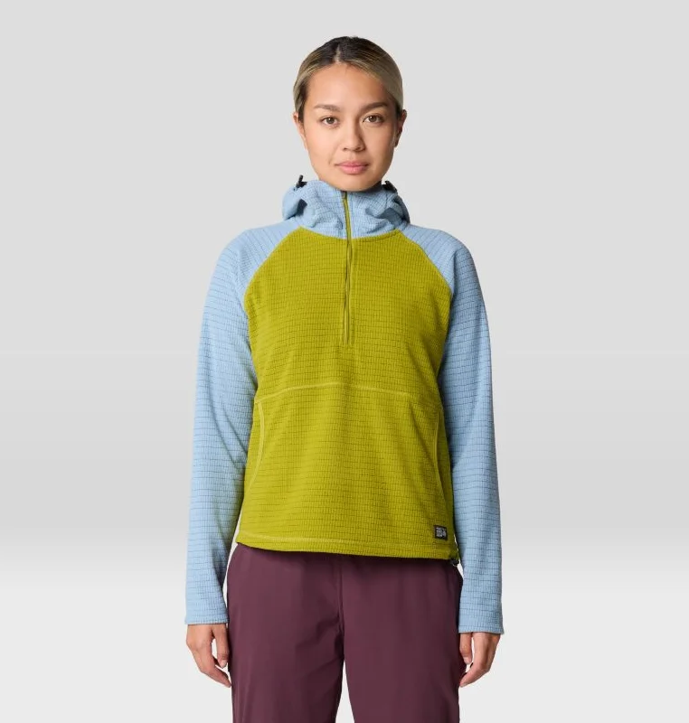 Women's Summit Grid Half-Zip Hoodie - Python Green/Element Hoodie with Zipper Placket Modern Functional Women's Summit Grid Half-Zip Hoodie - Python Green/Element Hoodie with Zipper Placket Modern Functional