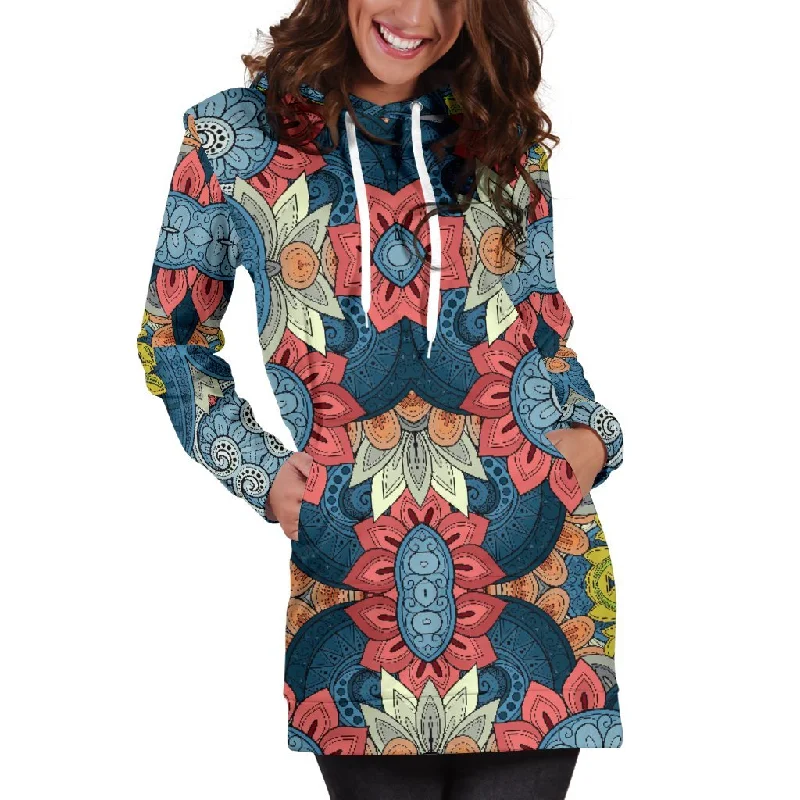 Native Tribal Bohemian Pattern Print Pullover Hoodie Dress Hoodie with Monochrome Minimalist Simple Native Tribal Bohemian Pattern Print Pullover Hoodie Dress Hoodie with Monochrome Minimalist Simple