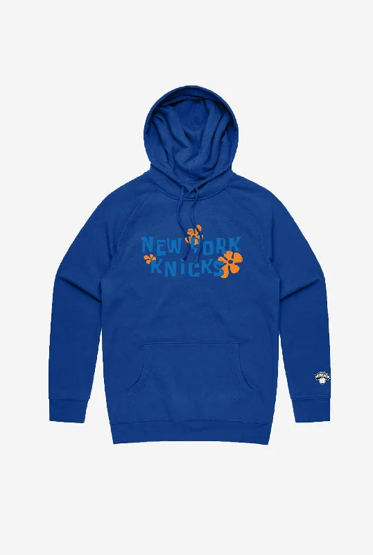 NBA x Spongebob New York Knicks Bikini Bottom Hoodie - Royal Hoodie with Hem Applique Textured Unique NBA x Spongebob New York Knicks Bikini Bottom Hoodie - Royal Hoodie with Hem Applique Textured Unique