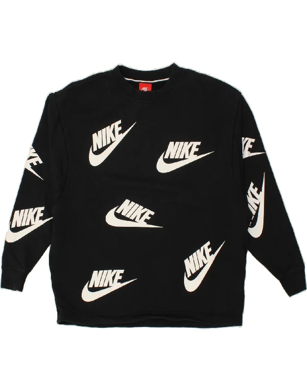 NIKE Mens Graphic Sweatshirt Jumper Medium Black Hoodie with Patch Decorative Personalized NIKE Mens Graphic Sweatshirt Jumper Medium Black Hoodie with Patch Decorative Personalized