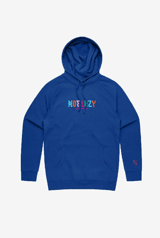 Not Lazy Hoodie - Royal Hoodie with Typography Text Message