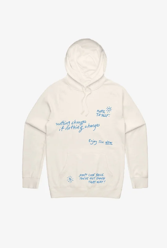 Note to Self Hoodie - Ivory Hoodie with Raglan Sleeves Sporty Comfortable