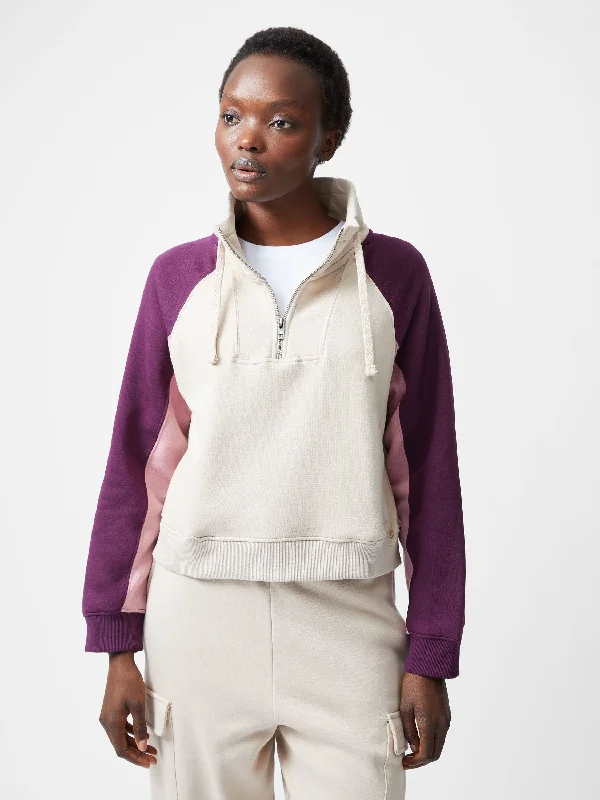 Panel Half Zip Funnel Neck Sweatshirt Hoodie with Zipper Placket Modern Functional