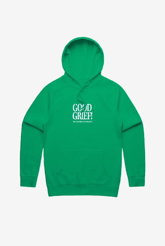 Peanuts Mental Health is Health Good Grief! Hoodie - Kelly Green Hoodie with Neon Bright Vibrant Peanuts Mental Health is Health Good Grief! Hoodie - Kelly Green Hoodie with Neon Bright Vibrant