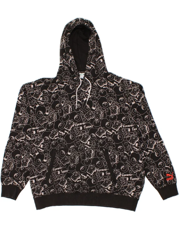 PUMA Mens Abstract Pattern Graphic Hoodie Jumper XL Black Cotton Hoodie with Velcro Closure Adjustable Secure PUMA Mens Abstract Pattern Graphic Hoodie Jumper XL Black Cotton Hoodie with Velcro Closure Adjustable Secure