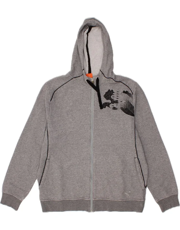 PUMA Mens Graphic Zip Hoodie Sweater Large Grey Cotton Hoodie with Cuffed Sleeves Snug Secure PUMA Mens Graphic Zip Hoodie Sweater Large Grey Cotton Hoodie with Cuffed Sleeves Snug Secure