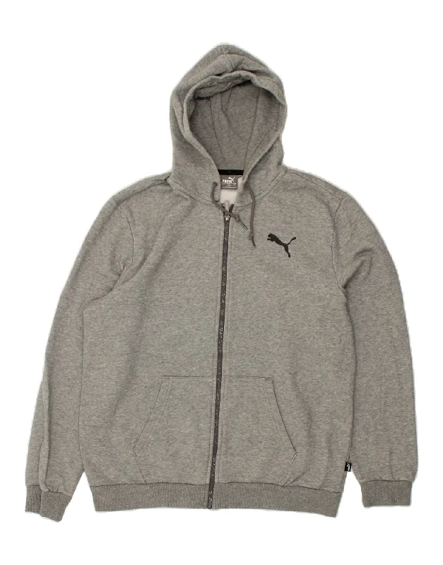 PUMA Mens Zip Hoodie Sweater Large Grey Cotton Hoodie with Hem Contrast Bold Stylish PUMA Mens Zip Hoodie Sweater Large Grey Cotton Hoodie with Hem Contrast Bold Stylish
