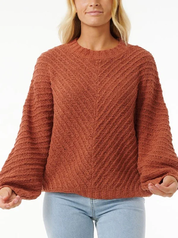 Classic Surf Knit Crewneck Sweatshirt Hoodie with High Neck Warm Protective