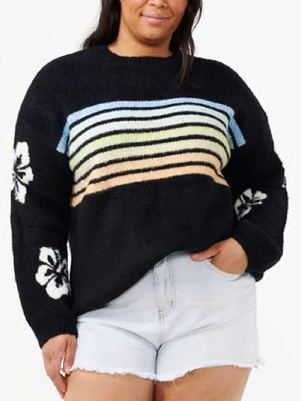 High Tide Hibiscus Stripe Crewneck Sweatshirt Graphic Hoodie Design Print
