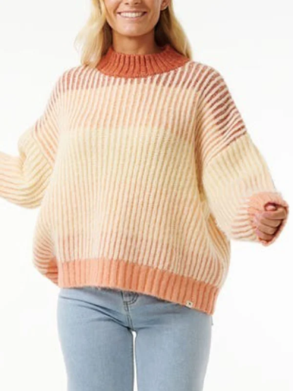 Soleil Rib Sweatshirt Crewneck Hoodie with Zipper Placket Modern Functional