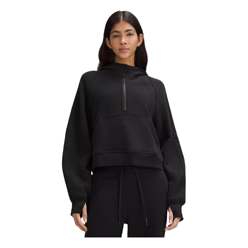 Scuba Oversized Half-Zip Hoodie Hoodie with Hem Raw Edge Edgy Unfinished